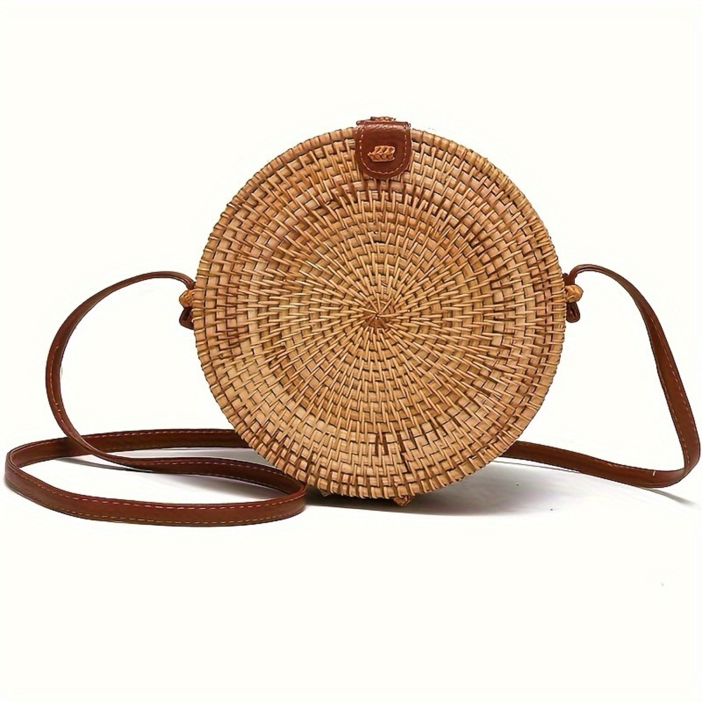 Circle Rattan Crossbody Bag